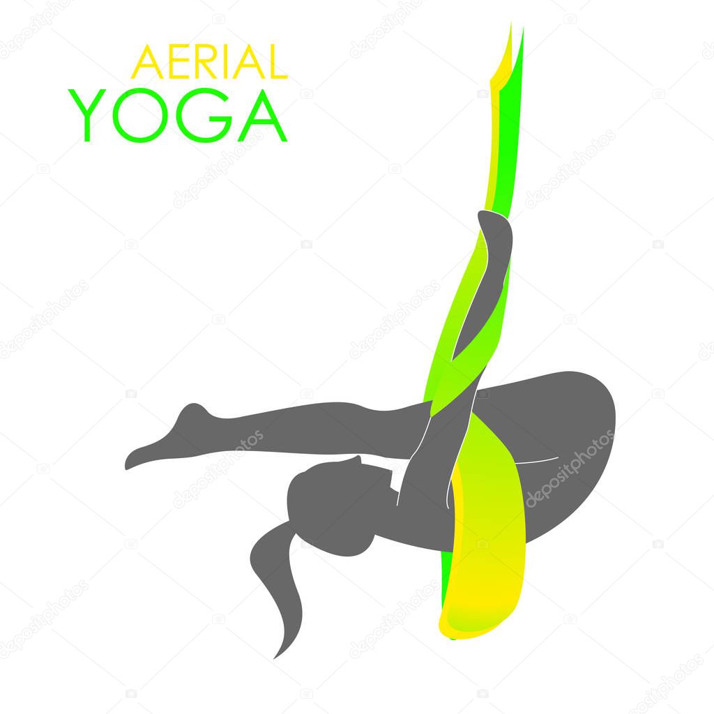 Aerial yoga logo template. Anti-gravity yoga