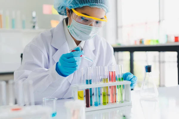 Asian Scientists Testing Analyzing Many Chemicals Lab Science Chemical Concepts Stock Image