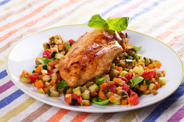 Chicken breast with sauteed vegetables