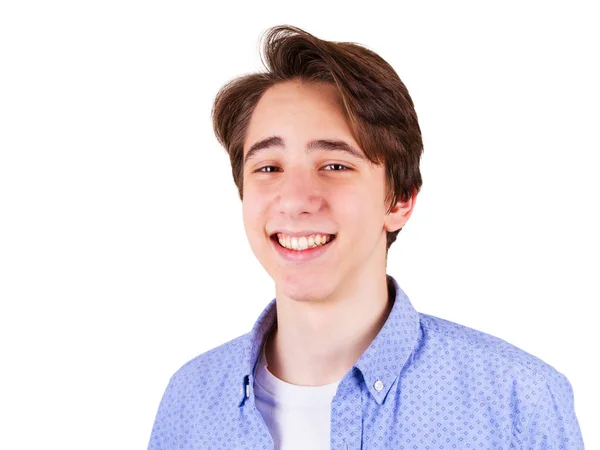 Retrato de hombre joven. Adolescente edad, niño sobre fondo blanco —  Fotos de Stock