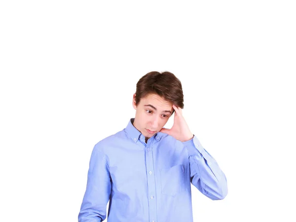 Young man portrait. Teen age, boy on white background — Stock Photo, Image