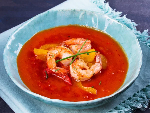 Shrimp Gazpacho with Red and Yellow Bell Pepper