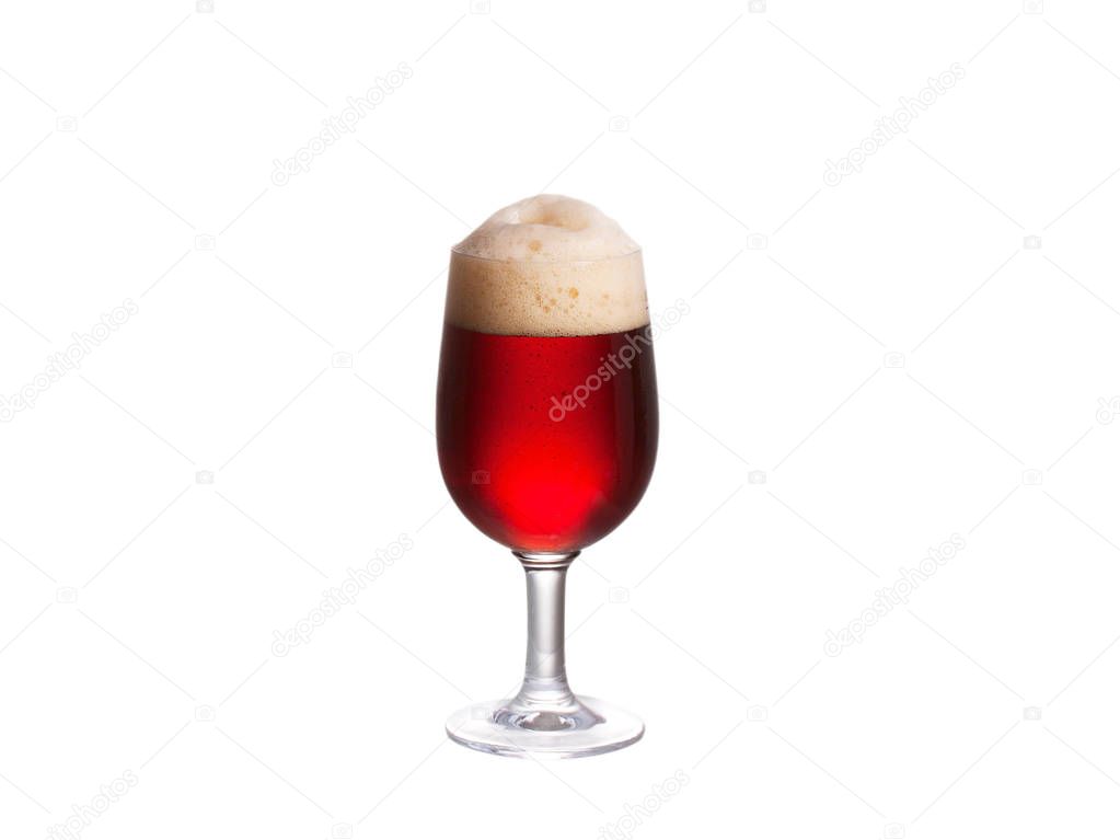 Glass of beer isolated on white background. Ale