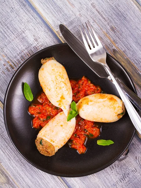 Squids stuffed with meat and vegetables — Stock Photo, Image