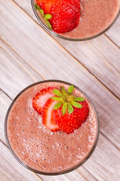 Milkshake with chocolate and strawberries. Chocolate strawberry smoothie