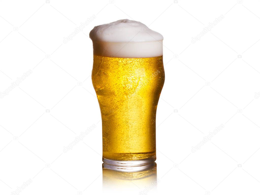 Beer on white background