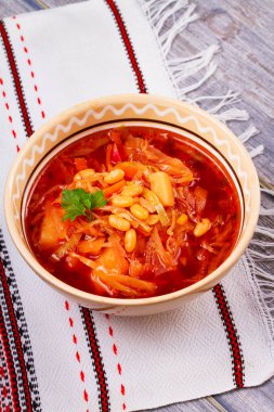 Borsht, bortsch, borshch, pancar çorbası. Çorba, Ukrayna, Rusya ve Polonya mutfağı ile ilişkili