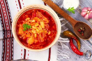 Borsht, bortsch, borshch, pancar çorbası. Çorba, Ukrayna, Rusya ve Polonya mutfağı ile ilişkili