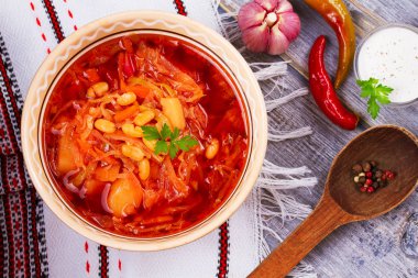 Borsht, bortsch, borshch, pancar çorbası. Çorba, Ukrayna, Rusya ve Polonya mutfağı ile ilişkili