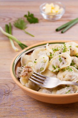 Et ile dolu köfte, mantı. Mantı