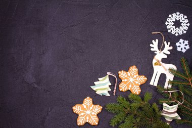 Noel ve yeni yıl arka plan. Kış tatil kavramı süslemeleri ile