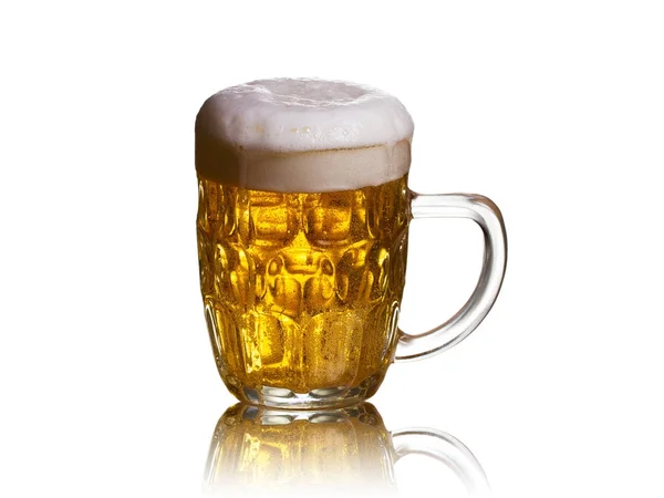 Cerveza Sobre Fondo Blanco Horizontal Vaso Cerveza — Foto de Stock