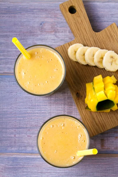 Mango banana milkshake with fruits