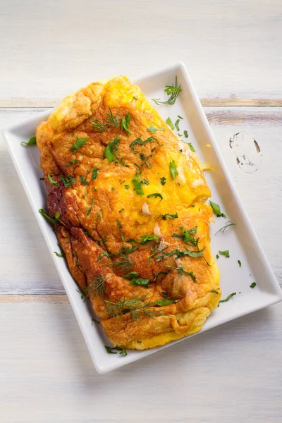 Tortilla Con Queso Rallado Huevos Para Desayuno Almuerzo Vista Desde — Foto de Stock