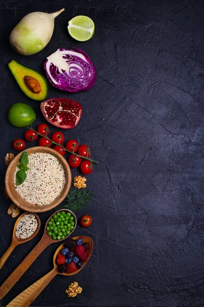 Verduras Coloridas Frutas Bayas Comida Saludable Dieta Desintoxicación Alimentación Limpia — Foto de Stock