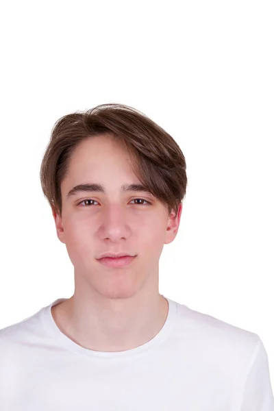 Gutaussehender Teenager Der Die Kamera Schaut Porträt Eines Jungen Mannes — Stockfoto