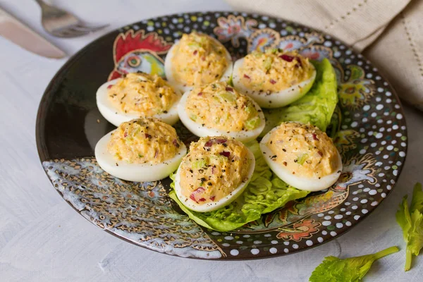 Eggs Stuffed Tuna Tuna Stuffed Deviled Eggs — 스톡 사진