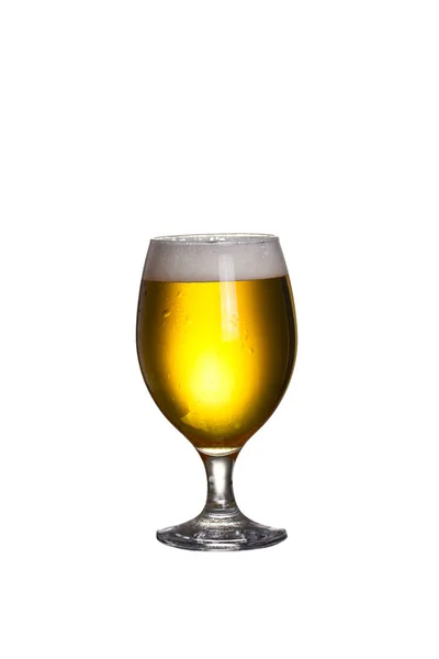 Vaso Cerveza Cerveza Con Tapa Espuma Vidrio Cerveza Aislado Sobre —  Fotos de Stock