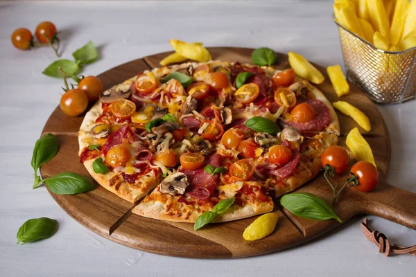 Deliciosa Pizza Papas Fritas Comida Italiana — Foto de Stock
