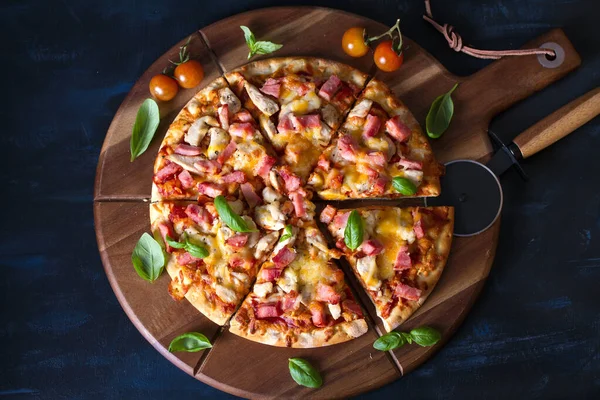 Deliciosa Pizza Papas Fritas Imagen Horizontal Arriba — Foto de Stock