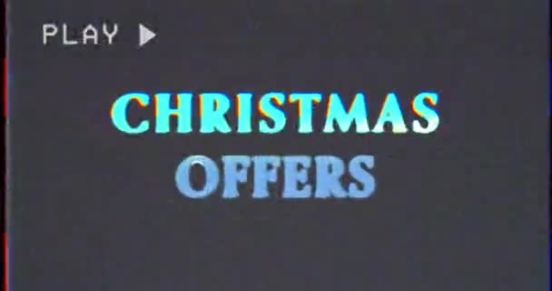 Weihnachtsangebote verzerrte VHS-Titel — Stockvideo