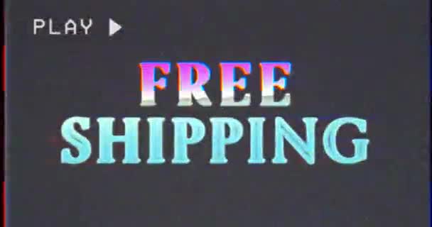 Free Shipping Day Glitch VHS Distorted Title — Stock Video