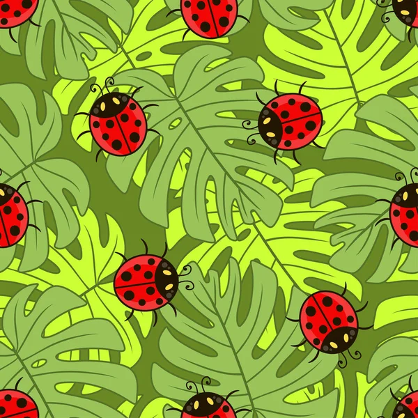 Ladybug.Vector modello senza soluzione di continuità . — Vettoriale Stock