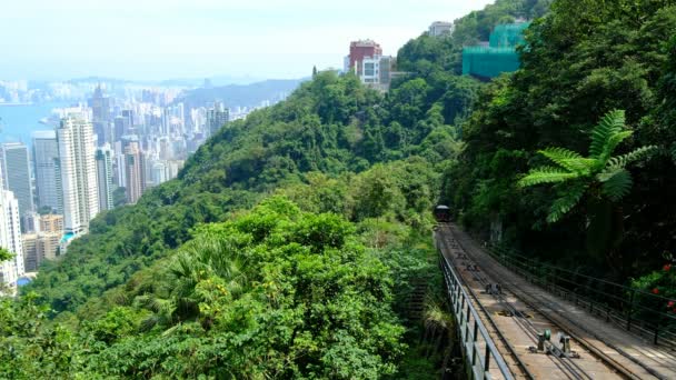 El tranvía pico en Hong Kong en Hong Kong — Vídeo de stock