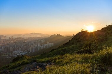 Hong Kong güzel gün batımı tepe