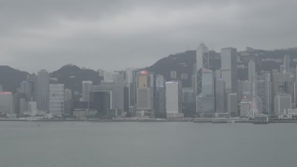Гонконг Китай Октября 2019 Года Гавань Виктория Гонконгский Остров Skyline — стоковое видео