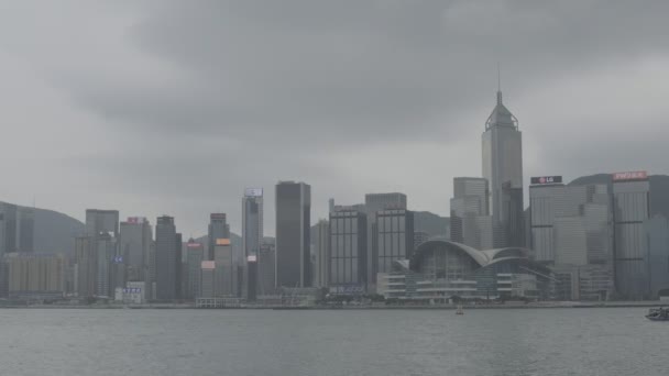 Гонконг Китай Октября 2019 Года Гавань Виктория Гонконгский Остров Скайлайн — стоковое видео