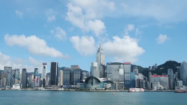 Victoria Harbor Hong Kong Island Skyline Nublados Hong Kong Tem — Vídeo de Stock