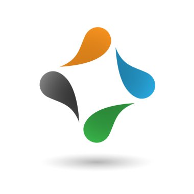 Dört damla şekilli elemanları soyut simgesi.