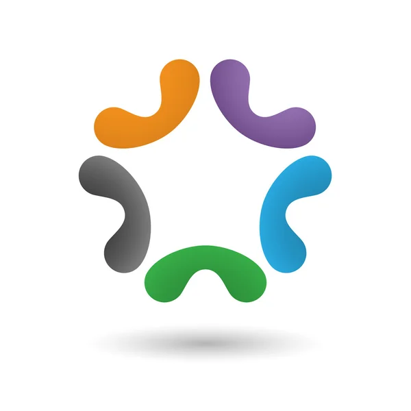 Beş eğri öğeleri soyut simgesi.