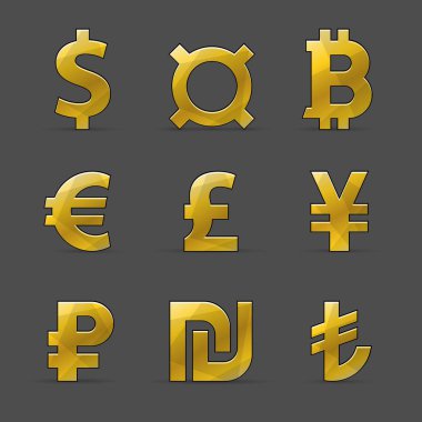 Currency signs. World money icon set. clipart
