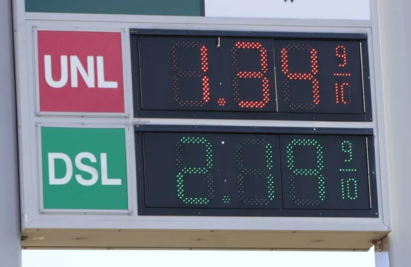 Condado Dunn Eua Abril 2020 Tabela Preços Posto Gasolina Durante — Fotografia de Stock