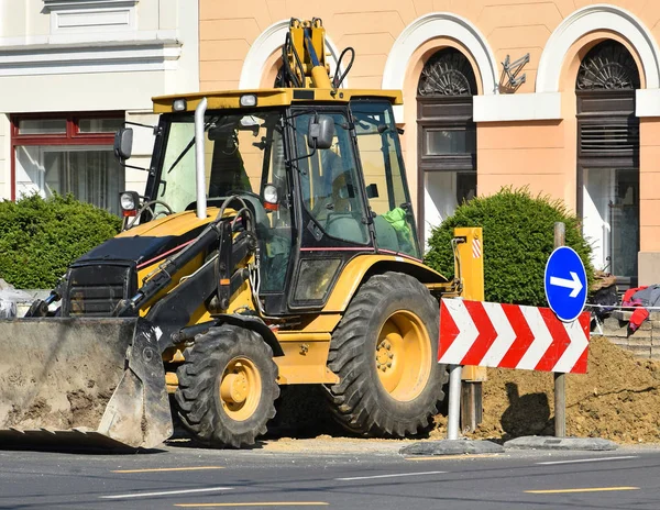 Aanleg van wegen in de stad — Stockfoto