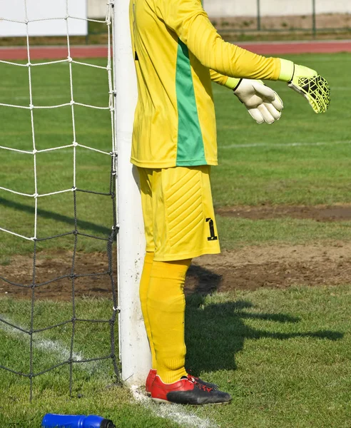 Goalkeeper next to the goal — Stock Photo, Image