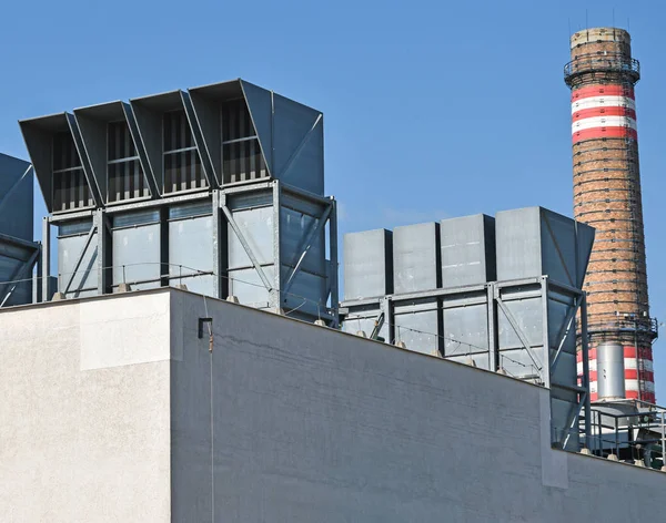 Smoke stack and air filtes of the power plant — Stock Photo, Image