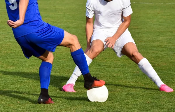 Jogo de futebol ao ar livre na hora de verão — Fotografia de Stock