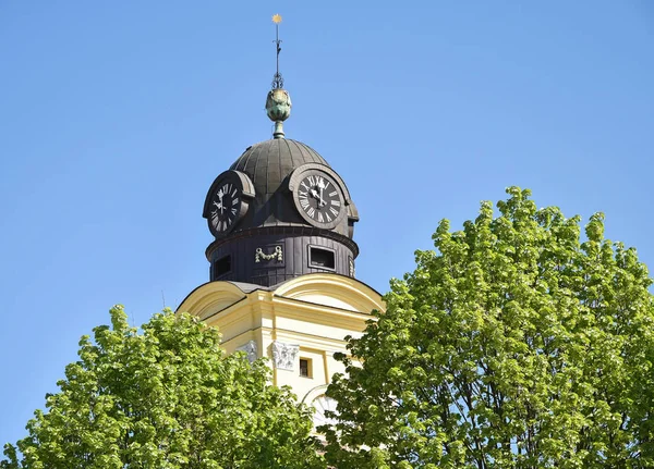 Torre da Grande Igreja na cidade de Debrecen — Fotografia de Stock