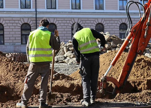 Men Working Road Construction — Stock Photo, Image