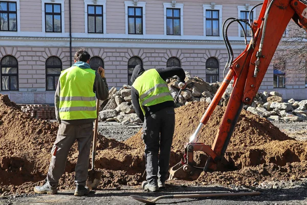 Men Working Road Construction — Stock Photo, Image