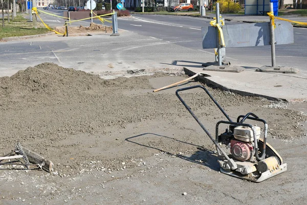 Compactador Suelos Construcción Carreteras — Foto de Stock