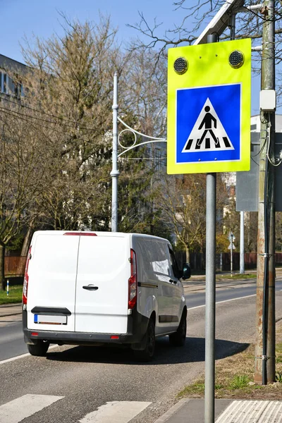 Pedestrian Crossing Sign Street — Stock Photo, Image