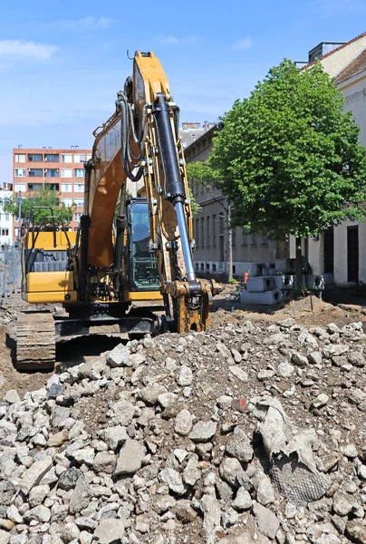 Excavator Works Road Construction — Stock Photo, Image