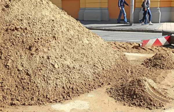 Песчаные Строительные Материалы Строительстве Дорог — стоковое фото
