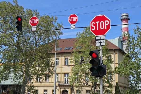 Señales Stop Semáforos Rojos — Foto de Stock