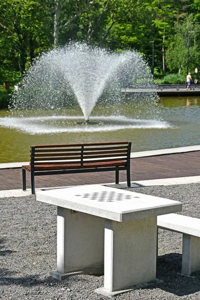 Fontana Nel Bosco Del Parco Primavera — Foto Stock