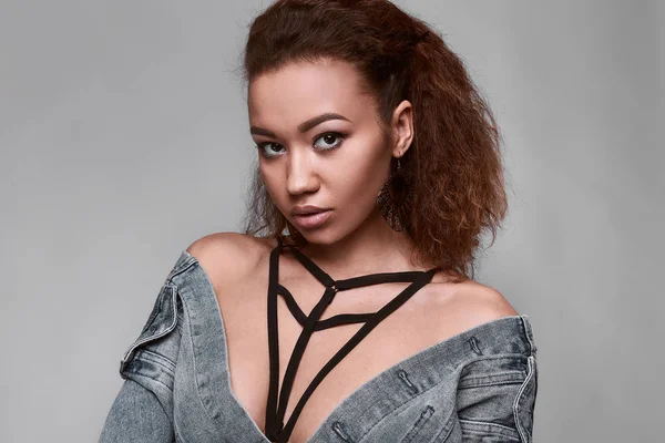 Jeans ceket Glamor zarif siyah kadın modeli